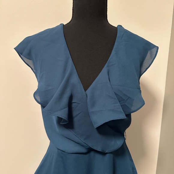 **MIAMI* Blue Sleeveless Flowy Sheer Dress Size Small - Picture 4 of 7